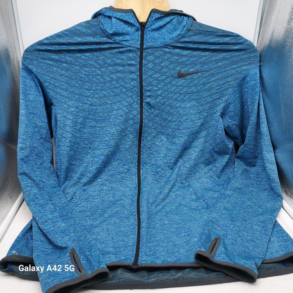Nike Dri-FIT Mens Blue Space Dye Full Zip Training Hoodie 742492-418 Large